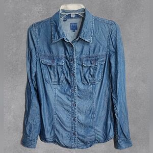 Guess The Natalie Shirt Shiny Denim Size Small